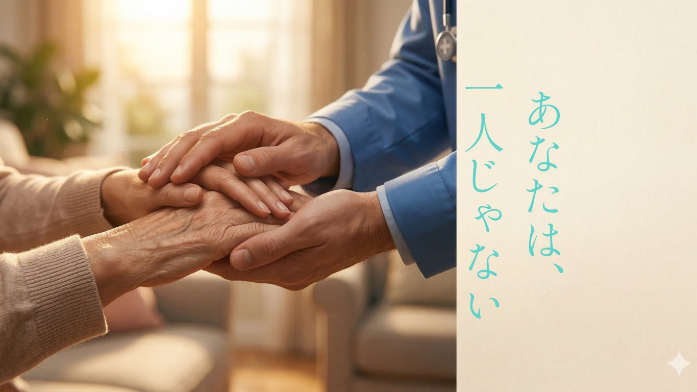 ご家族に寄り添う介護福祉士の手